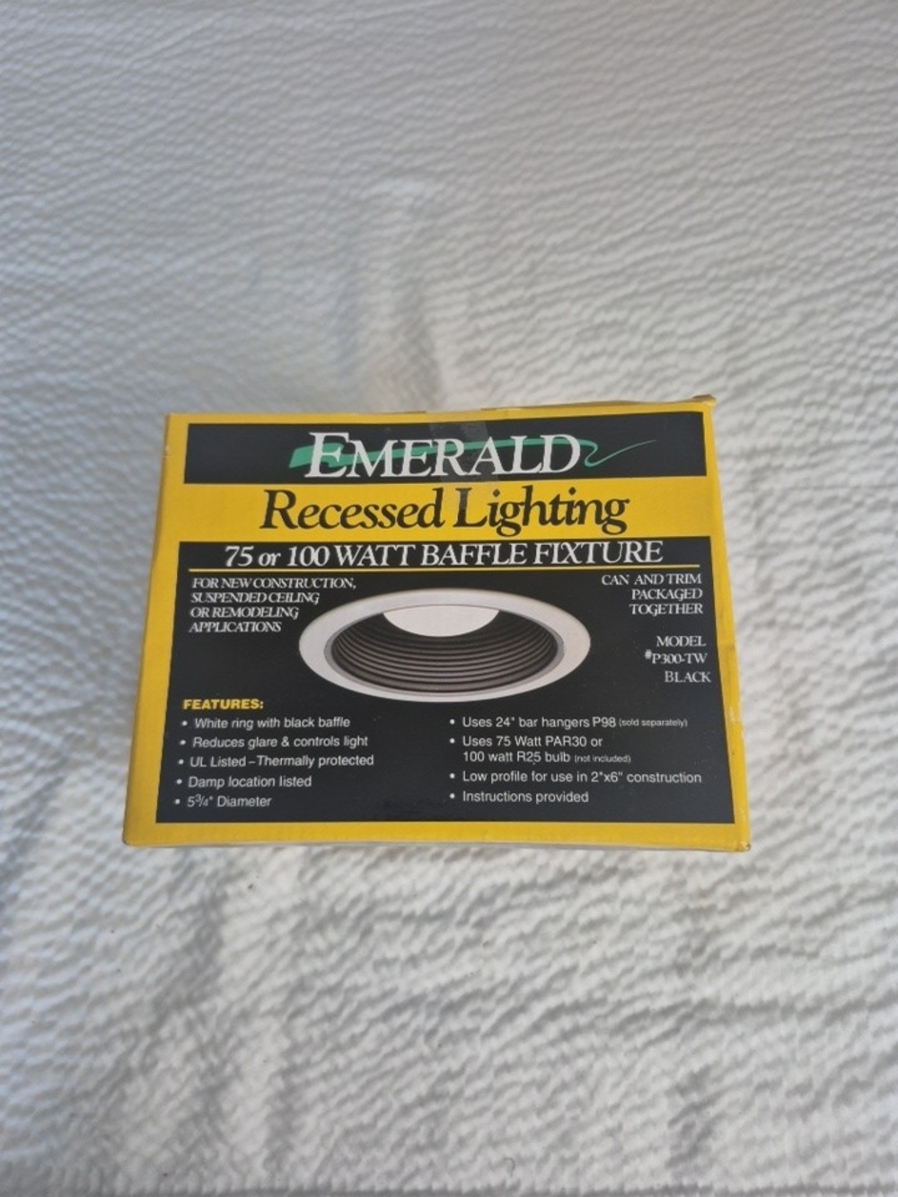 Emerald Recessed Lighting Baffle Fixture - Yellow and Black